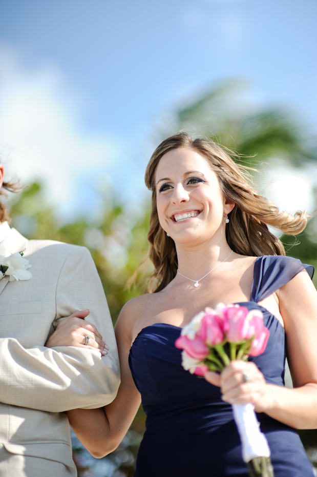navy blue asymmetrical bridesmaid