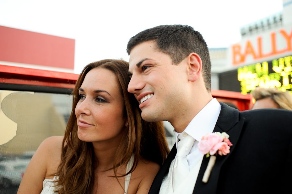 double decker bus at vegas wedding
