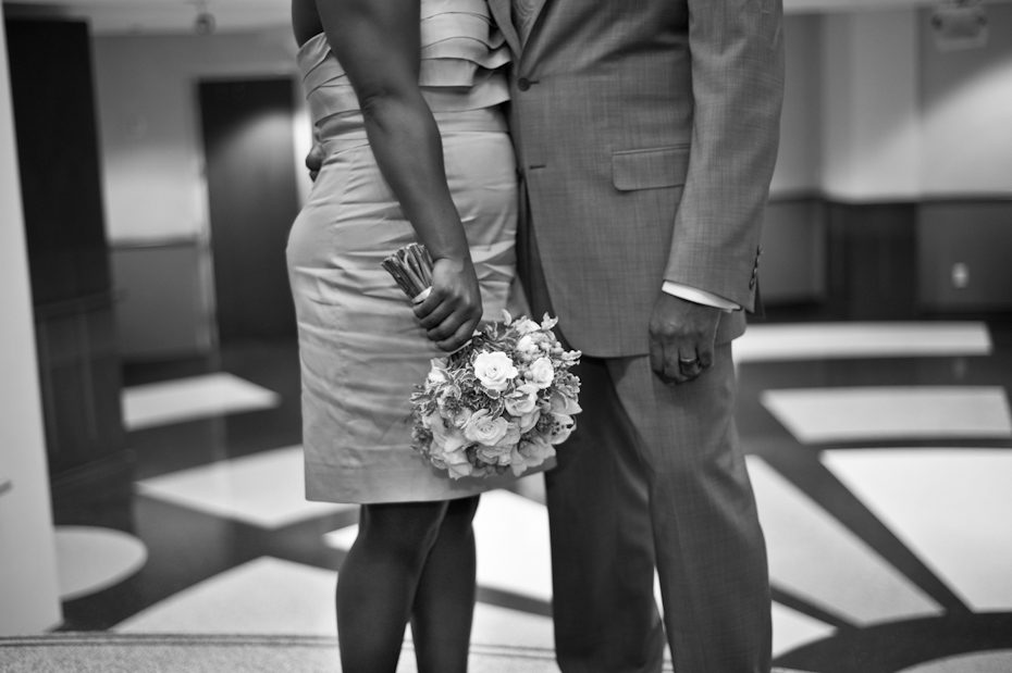 black and white courthouse wedding picture