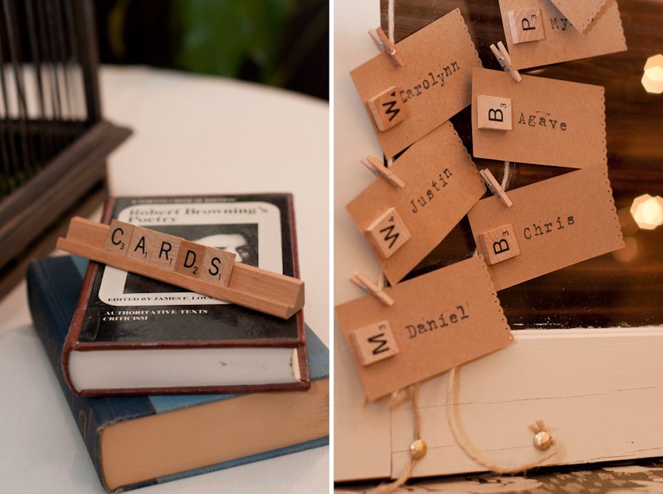 scrabble letters at wedding