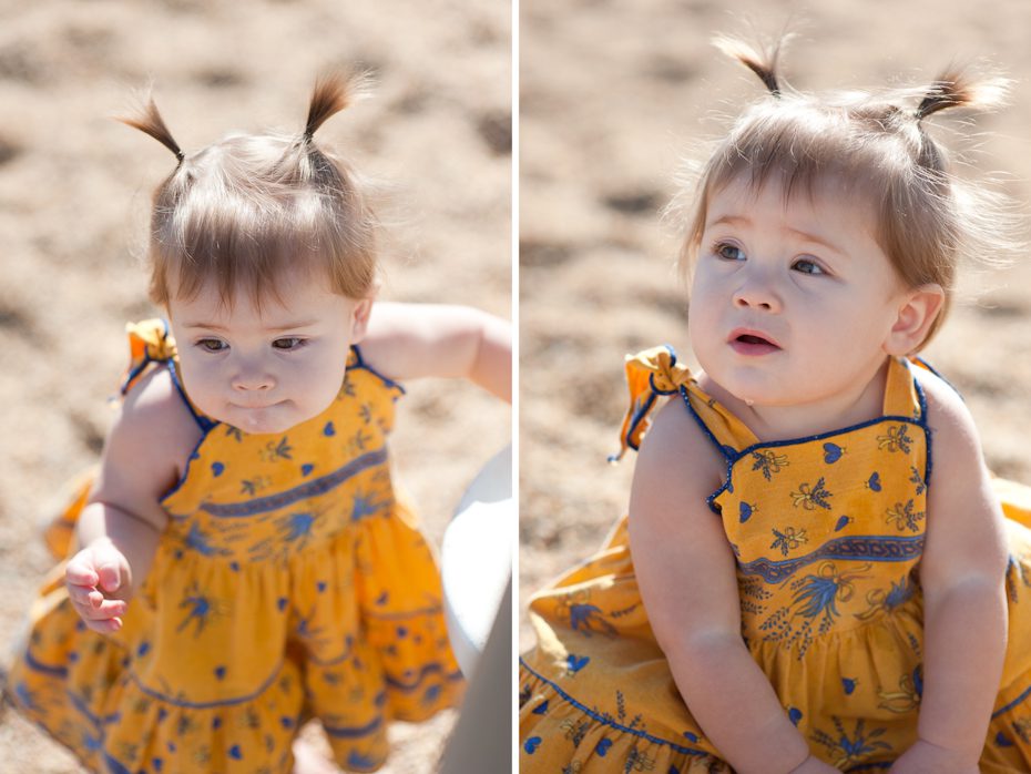 baby with pigtails