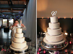 wedding cake with initial topper