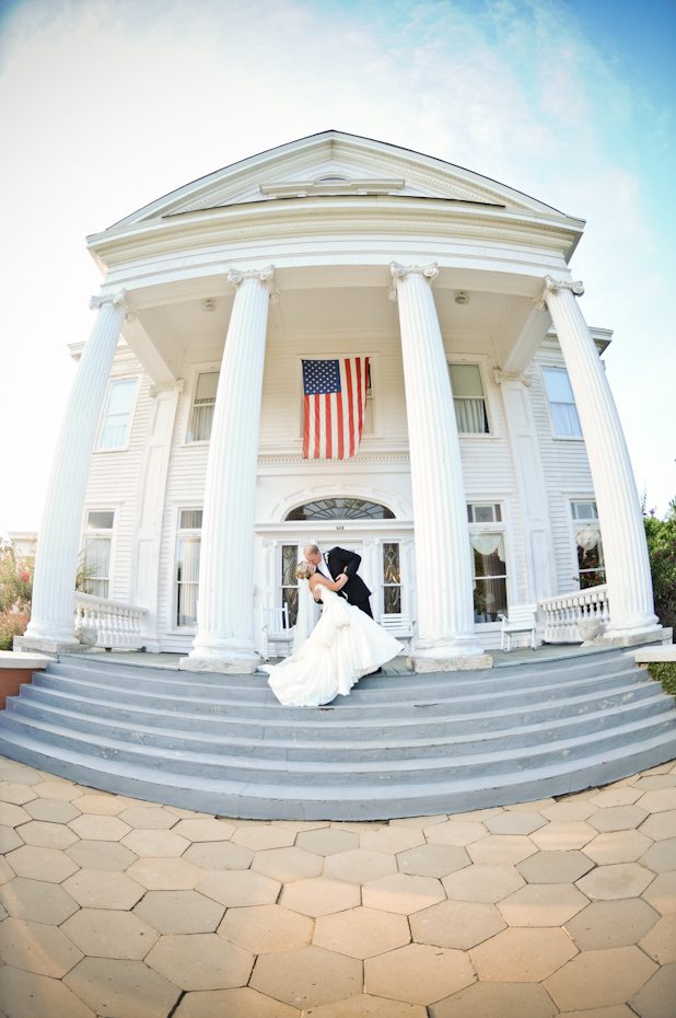 Kiss on Porch Page House Wedding