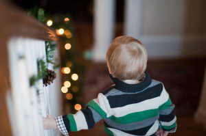 boy and Christmas tree