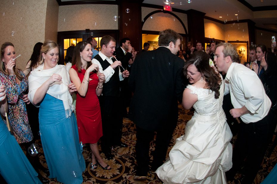 wedding exit with bubbles