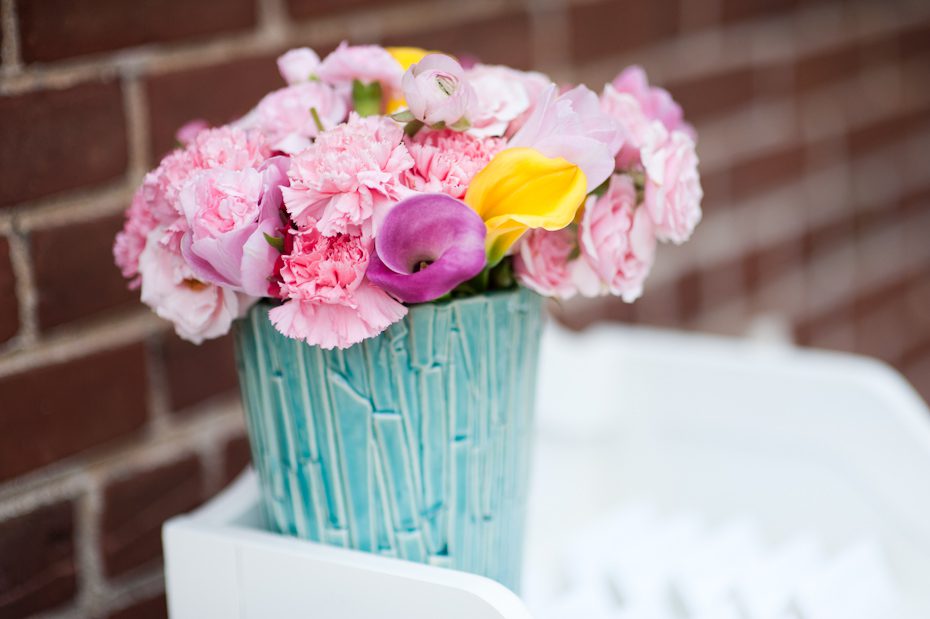 Bright colored wedding centerpiece