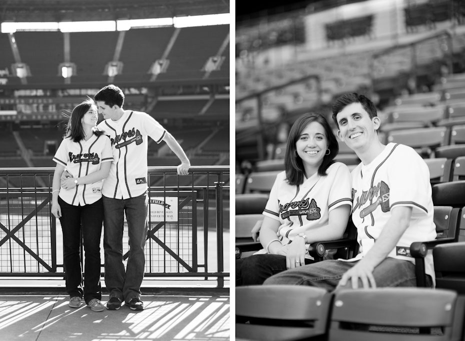 Engagement photo inside Turner Field