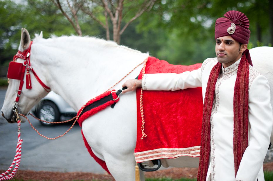 Indian Groom on Horse Indian Wedding Photographer Atlanta