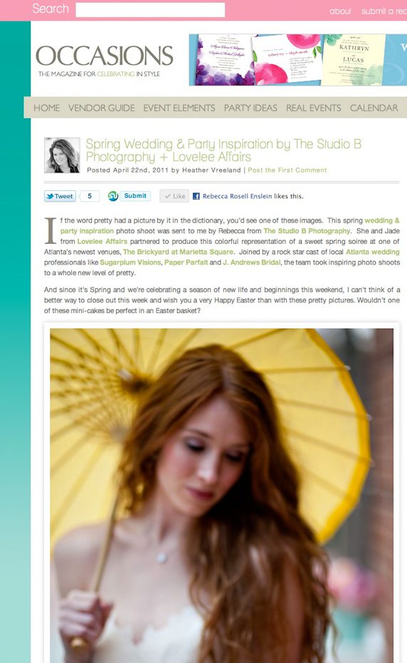 atlanta wedding photographer in magazine