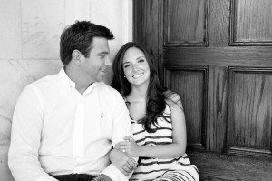 black and white engagement picture