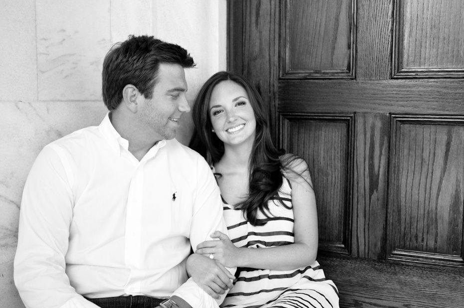 black and white engagement picture