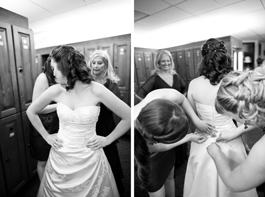bride getting dressed