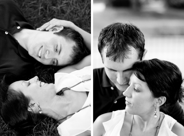 black and white engagement photo