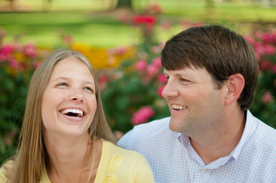 Laughing in engagement pictures