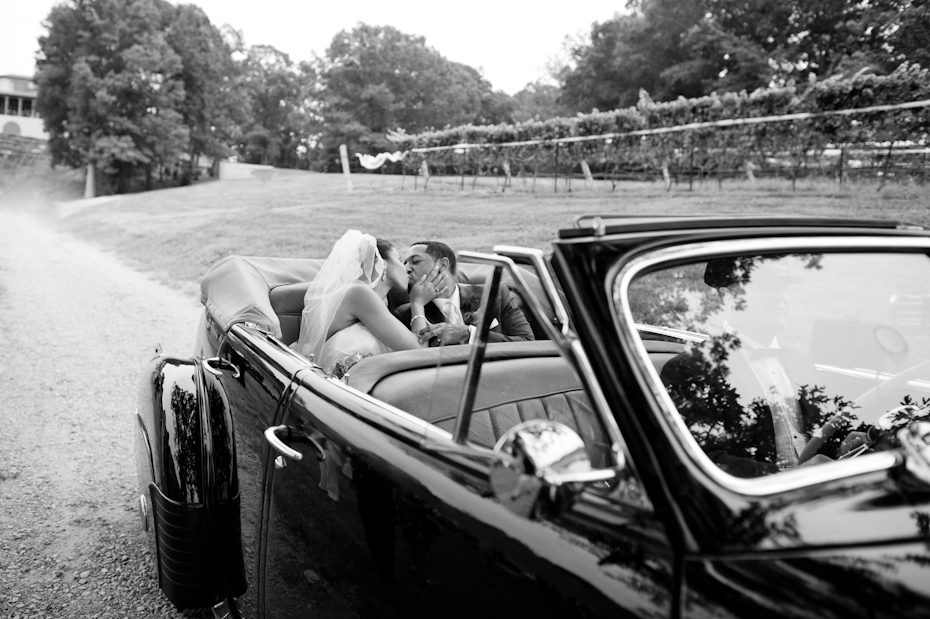 Antique car at wedding