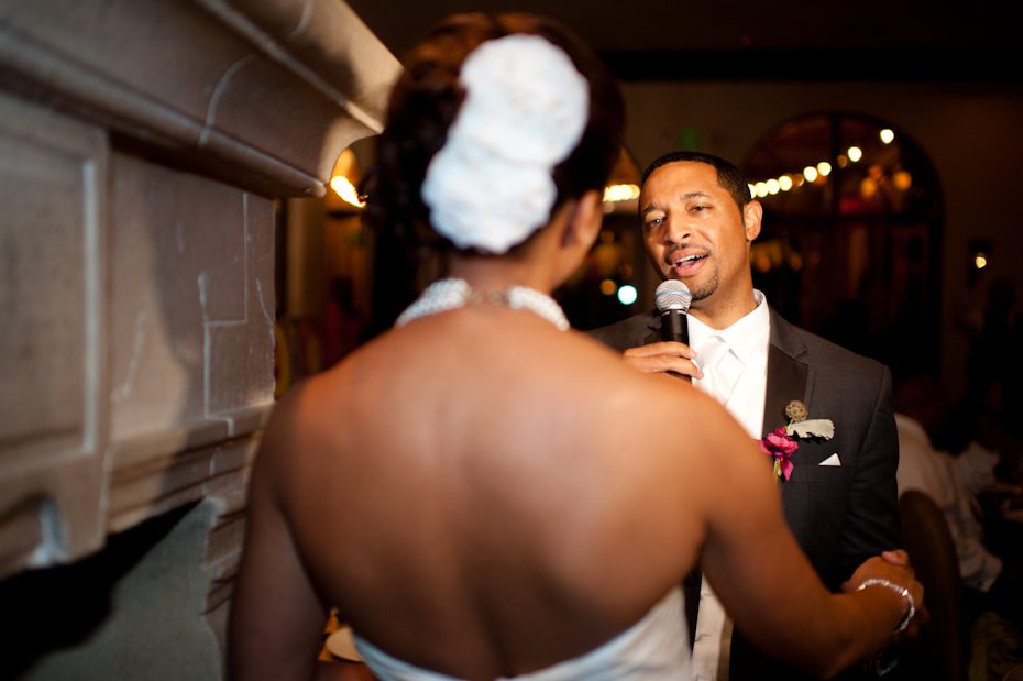 Groom surprising bride with song