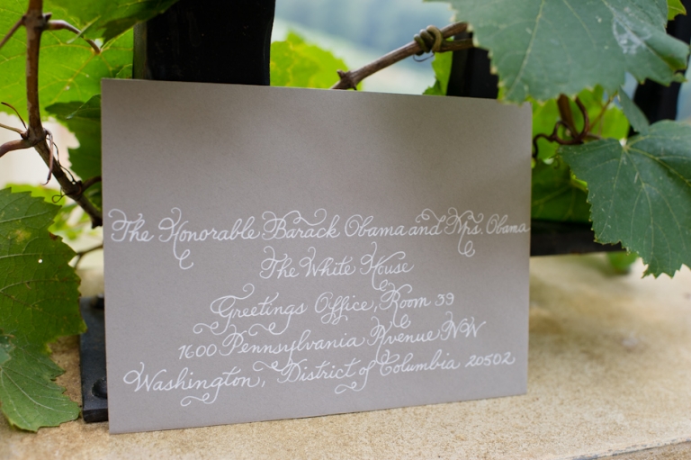 Calligraphy on wedding invitation