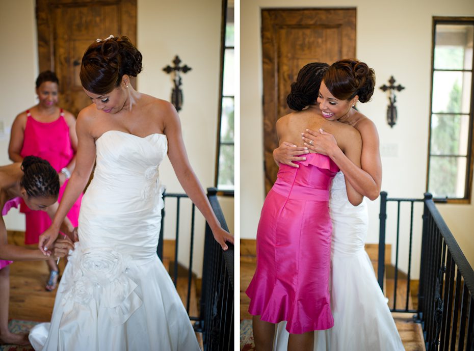 Bride getting dressed