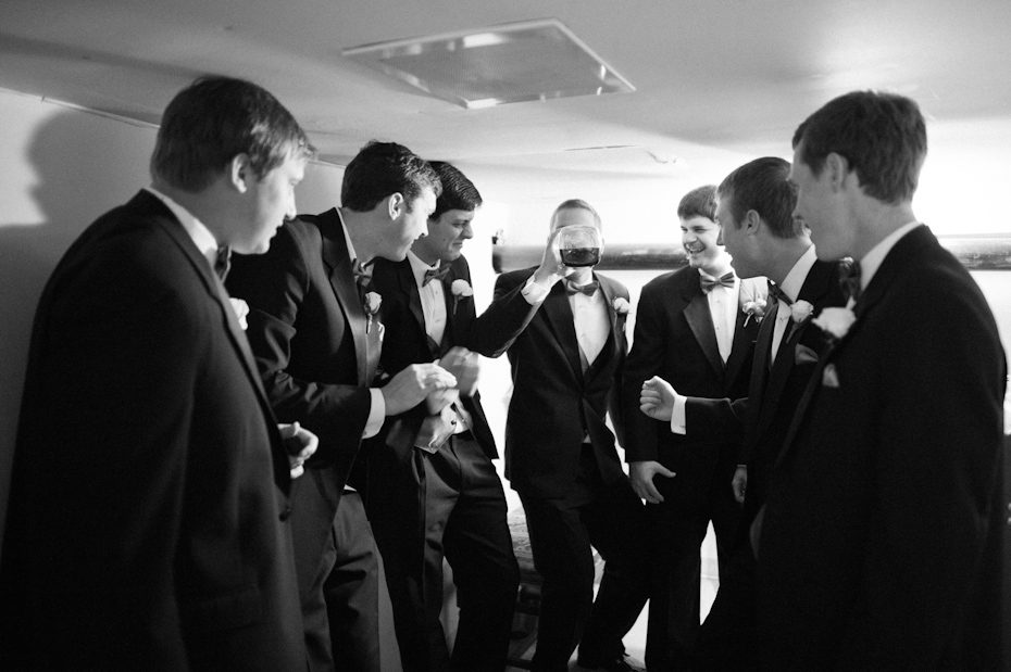 Groomsmen drinking