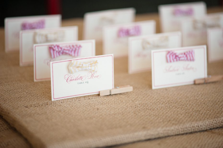 Southern Weddings Escort Card Seersucker Bowtie Wedding