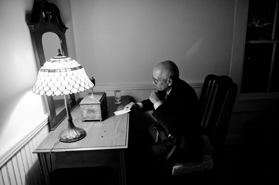 Dad writing wedding speech