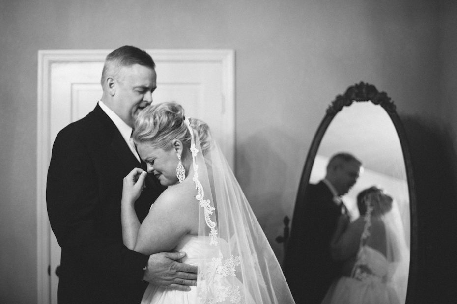 Bride and father praying