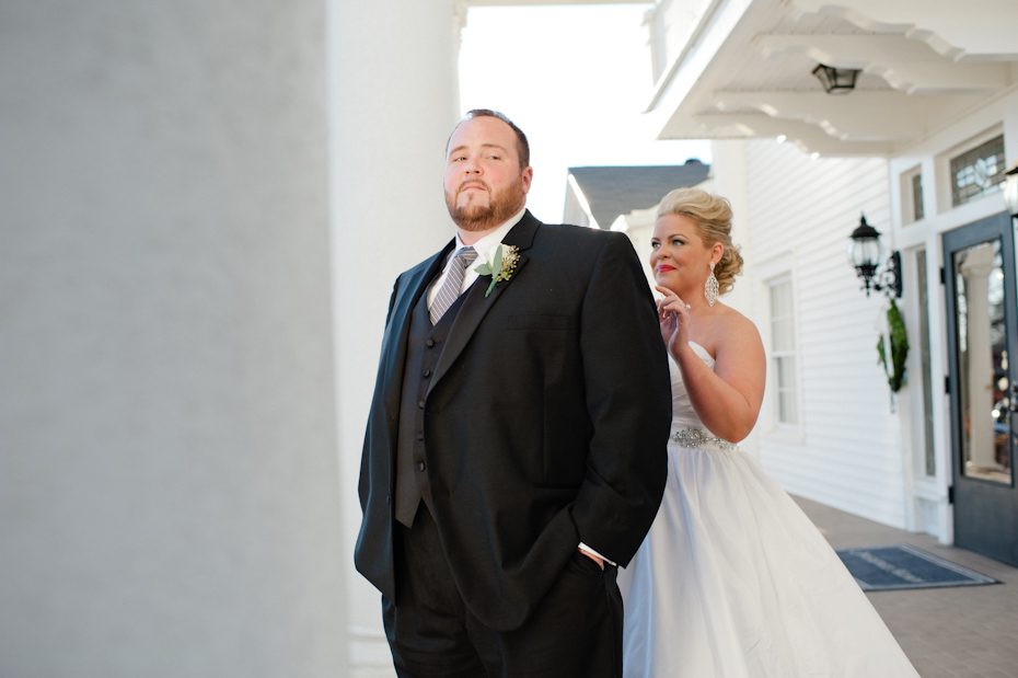 Bride and groom seeing each other for the first time