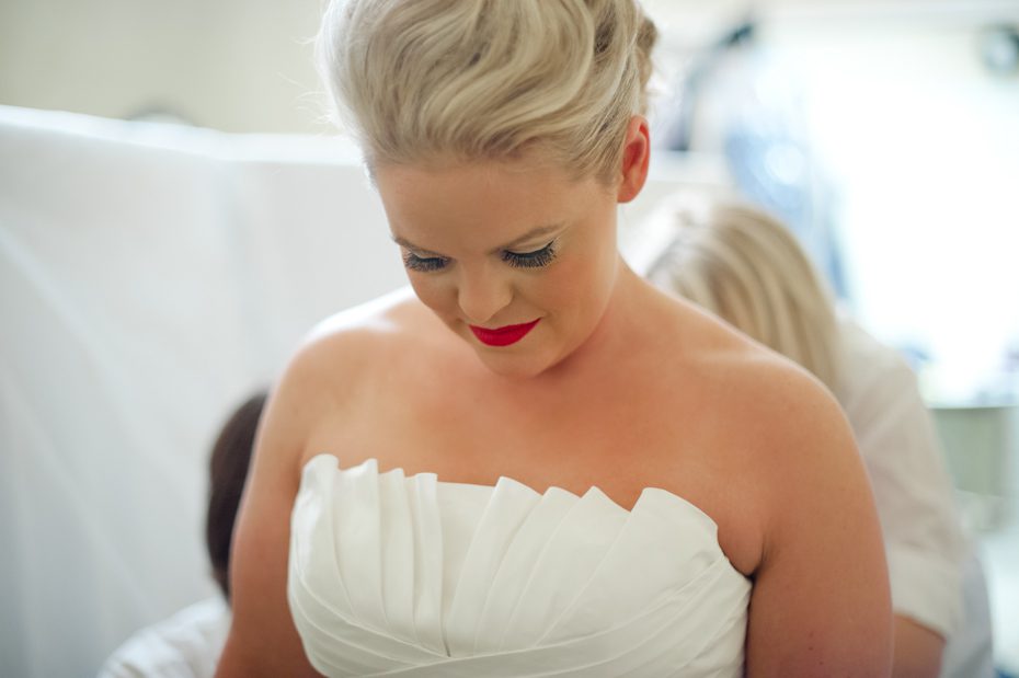red lipstick at wedding