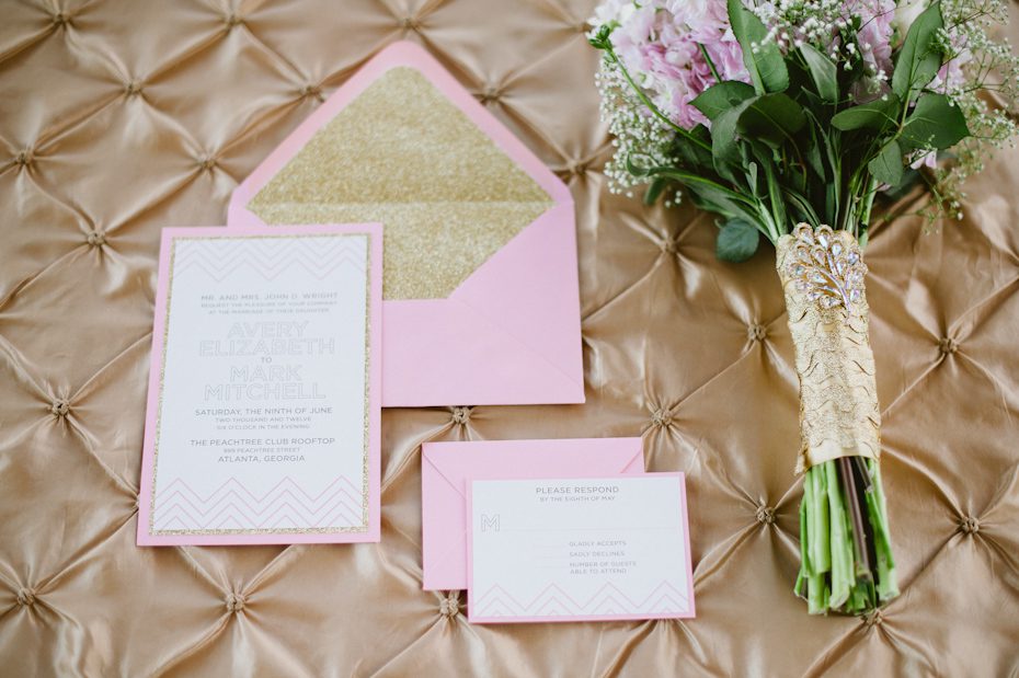 Pink and Gold Wedding Invitations Pink and Gold Wedding Invitations by Buzzy Craftery Atlanta