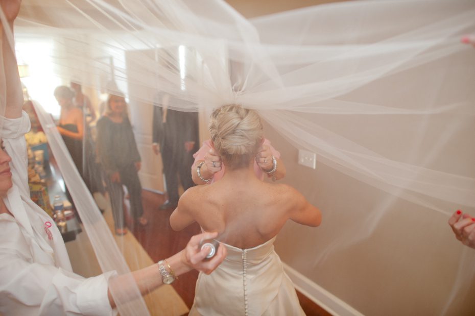 Finishing touches on bride