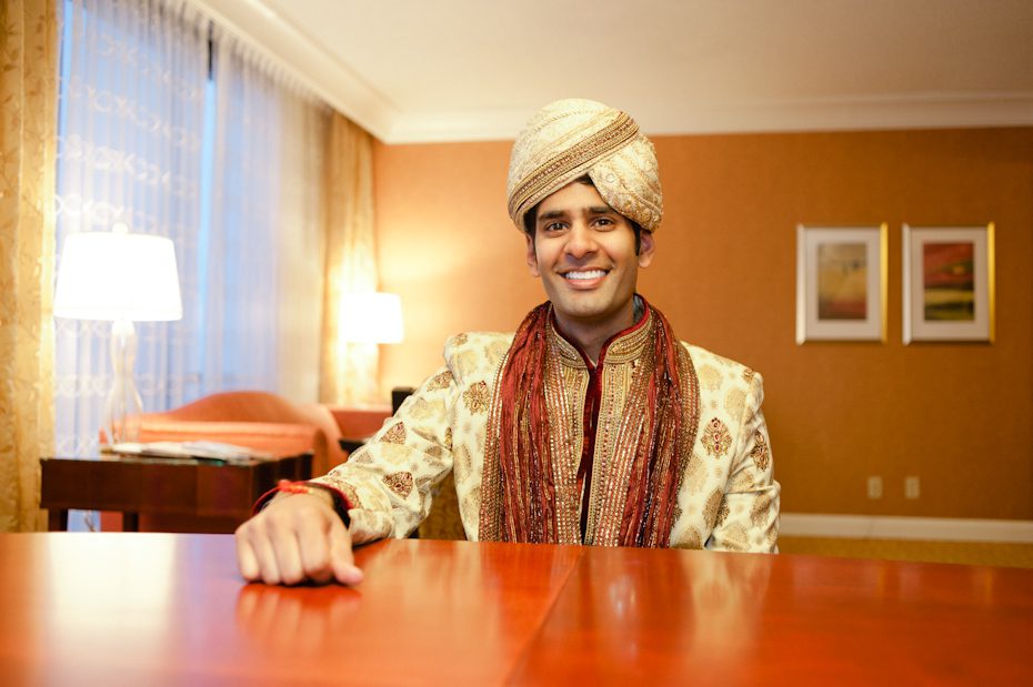 Groom getting ready for wedding