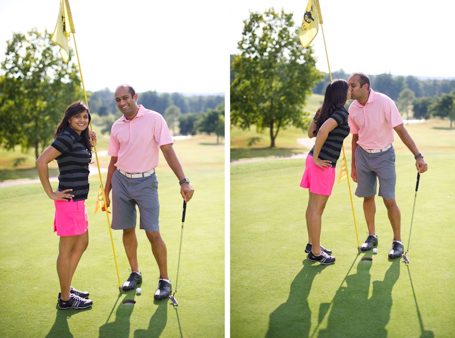 Golf themed engagement pictures