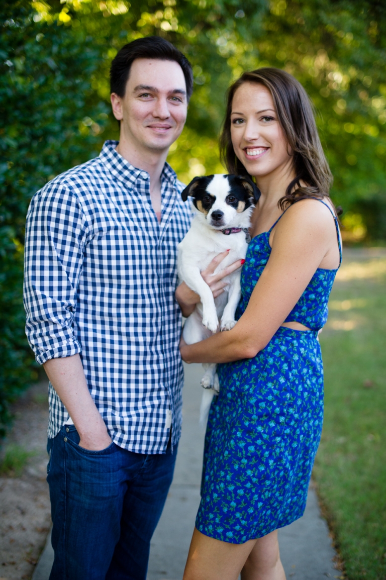 Engagement picture with dog