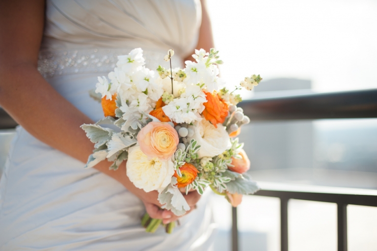 Orange and white wedding bouquet