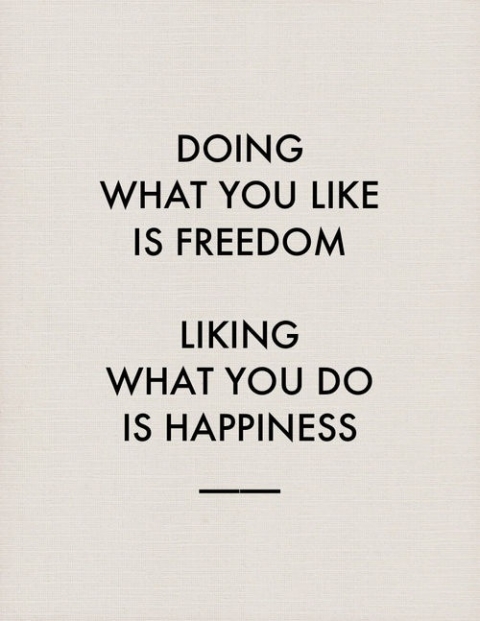 Liking what you do is happiness