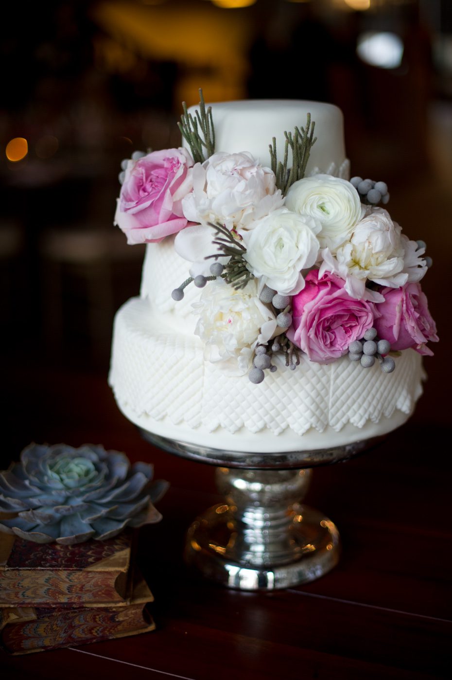 Cake with live flower decoration