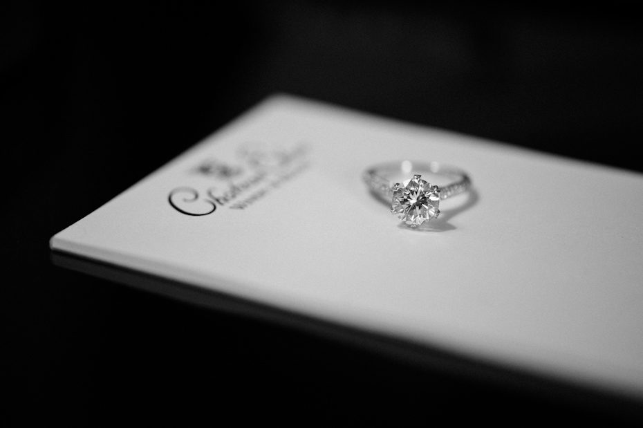 Wedding ring in black and white