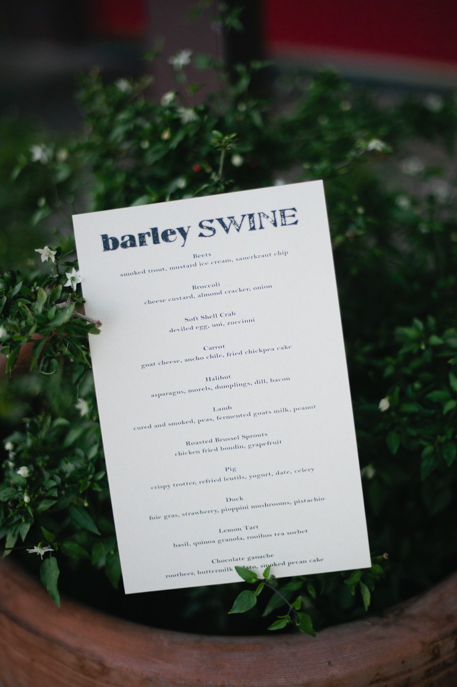Barley Swine Menu