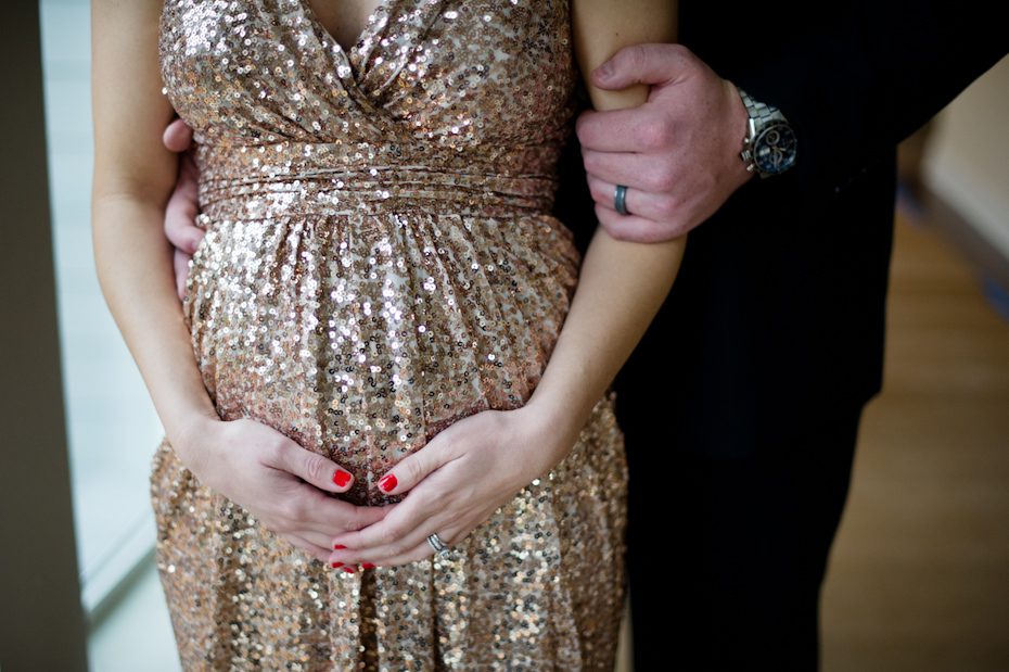 Gold Sequined Maternity Dress