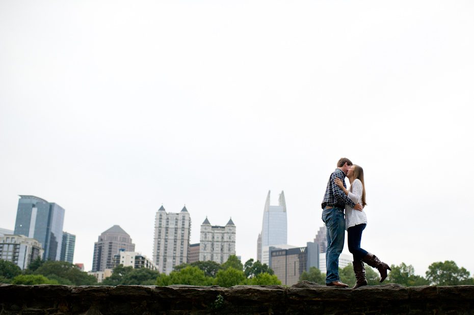 Piedmont Park Engagement photos with skyline