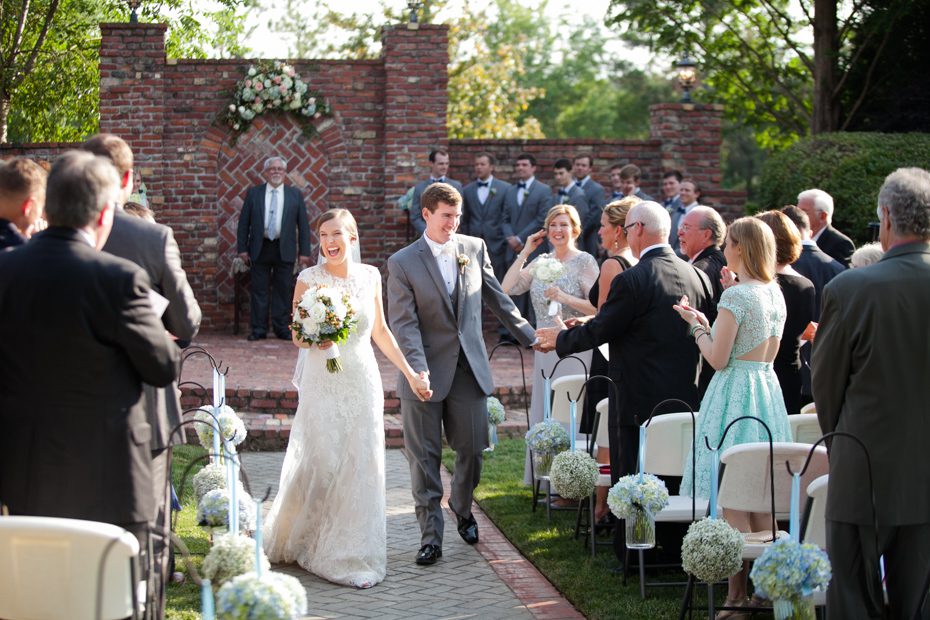 Bride and Groom after wedding ceremony at the Carl House