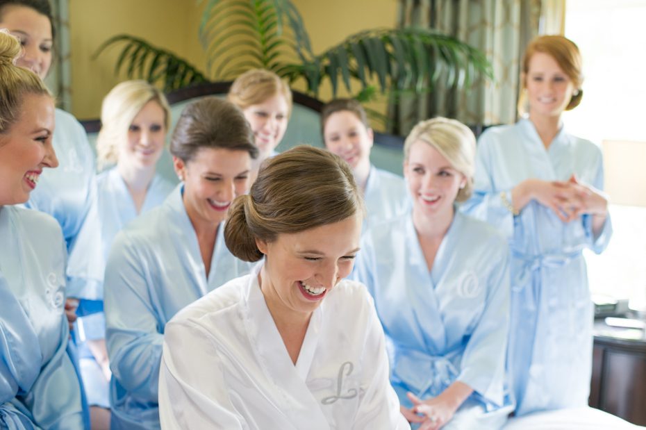 Bride and Bridesmaids in matching robes