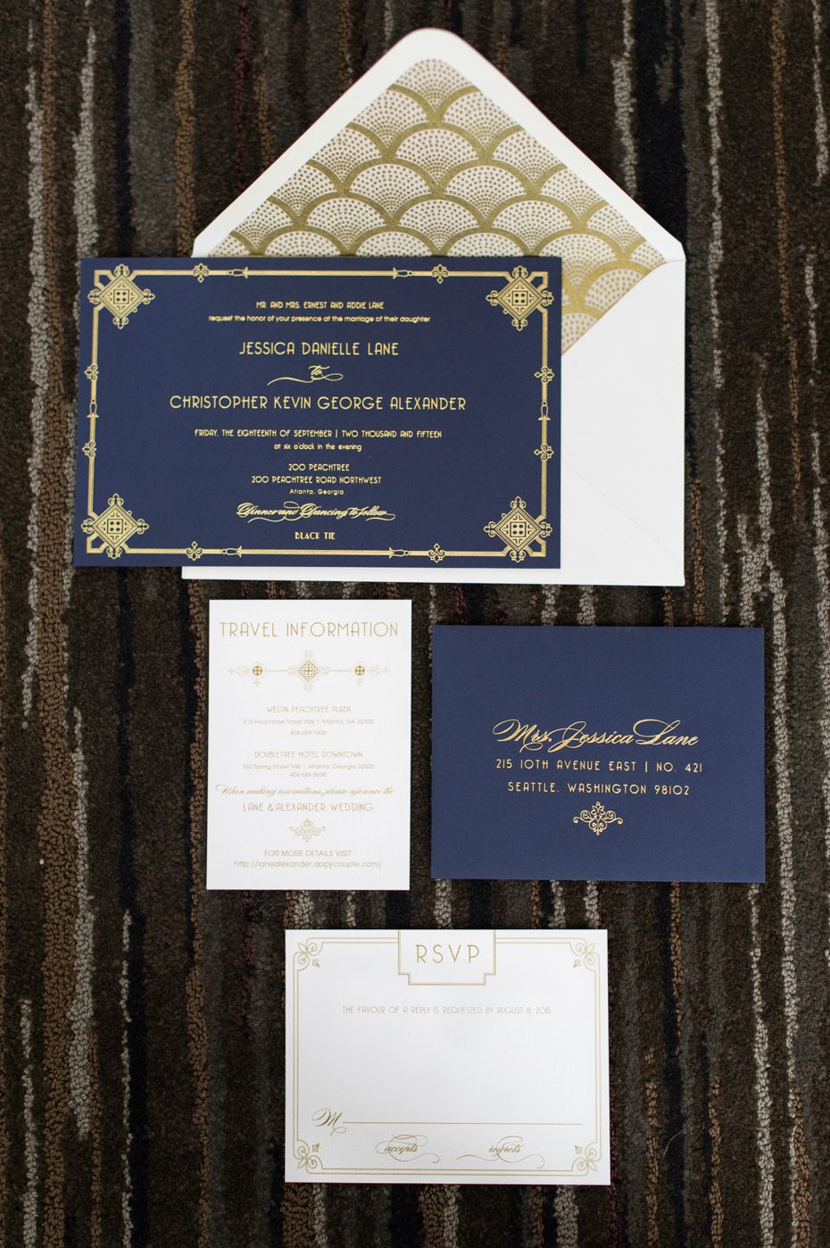 Navy and Gold Wedding Invitations 