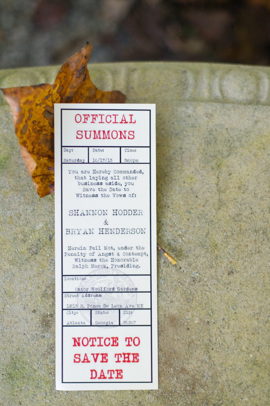 Law Themed Save the Date