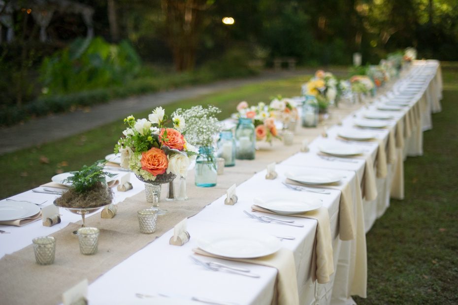 Wedding with Estate Tables in Garden