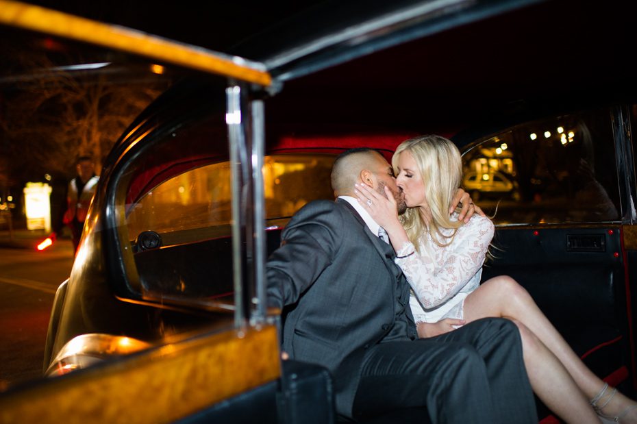 Classic Car wedding Exit