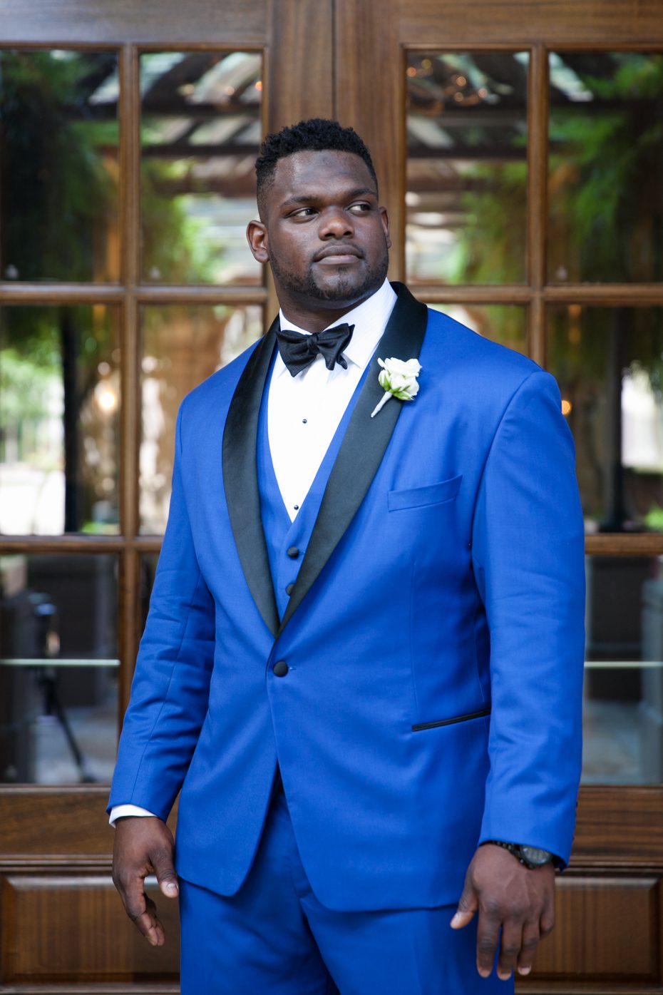 Geno Atkins custom blue tux by The Modern Gent