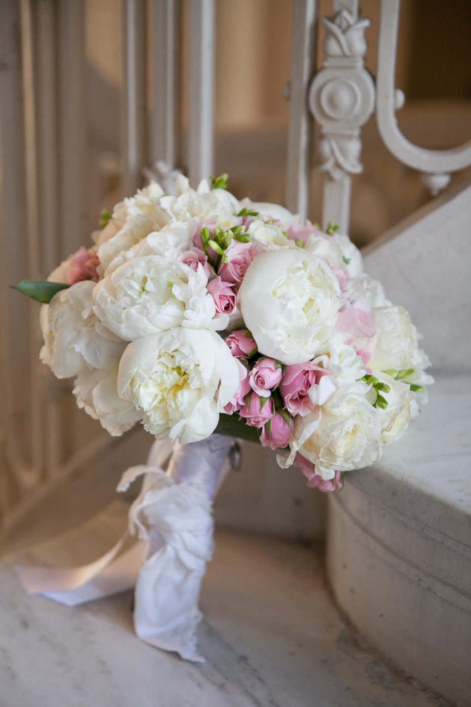 Pink and white wedding bouquet