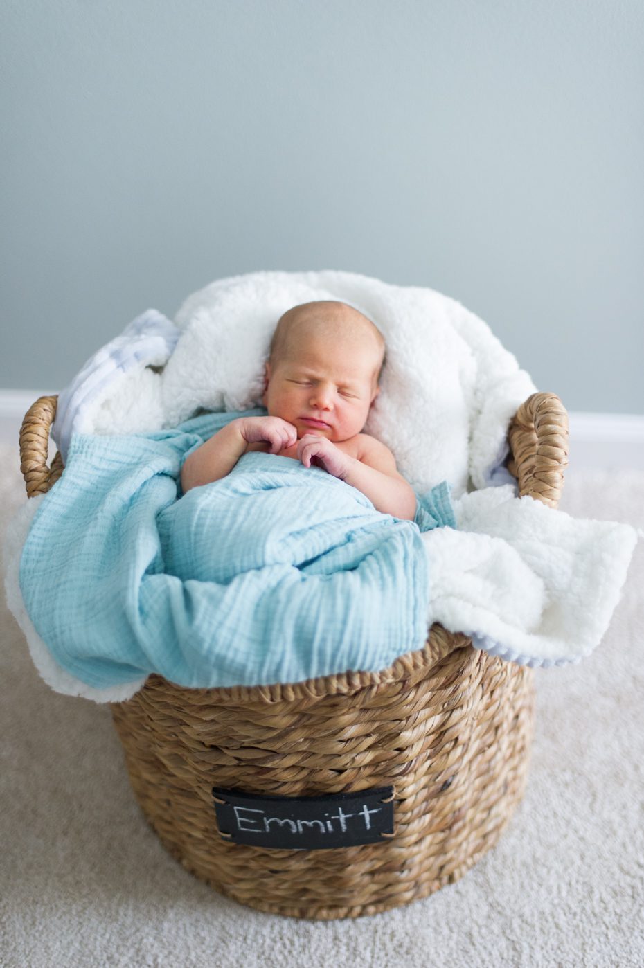 Newborn in a basket