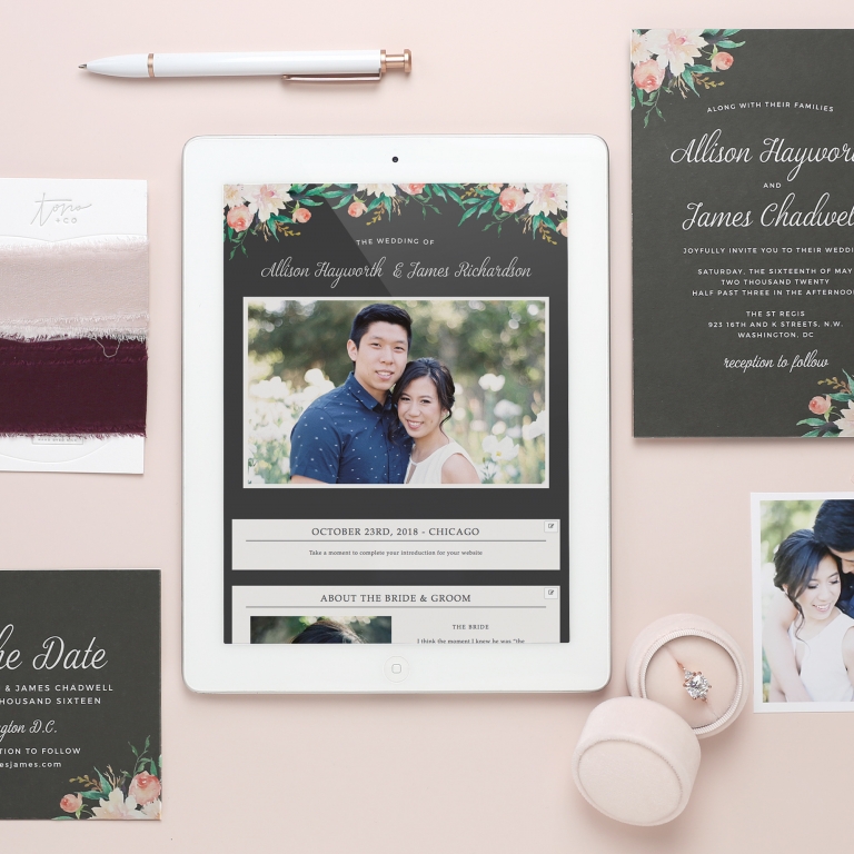 Wedding stationery with matching website